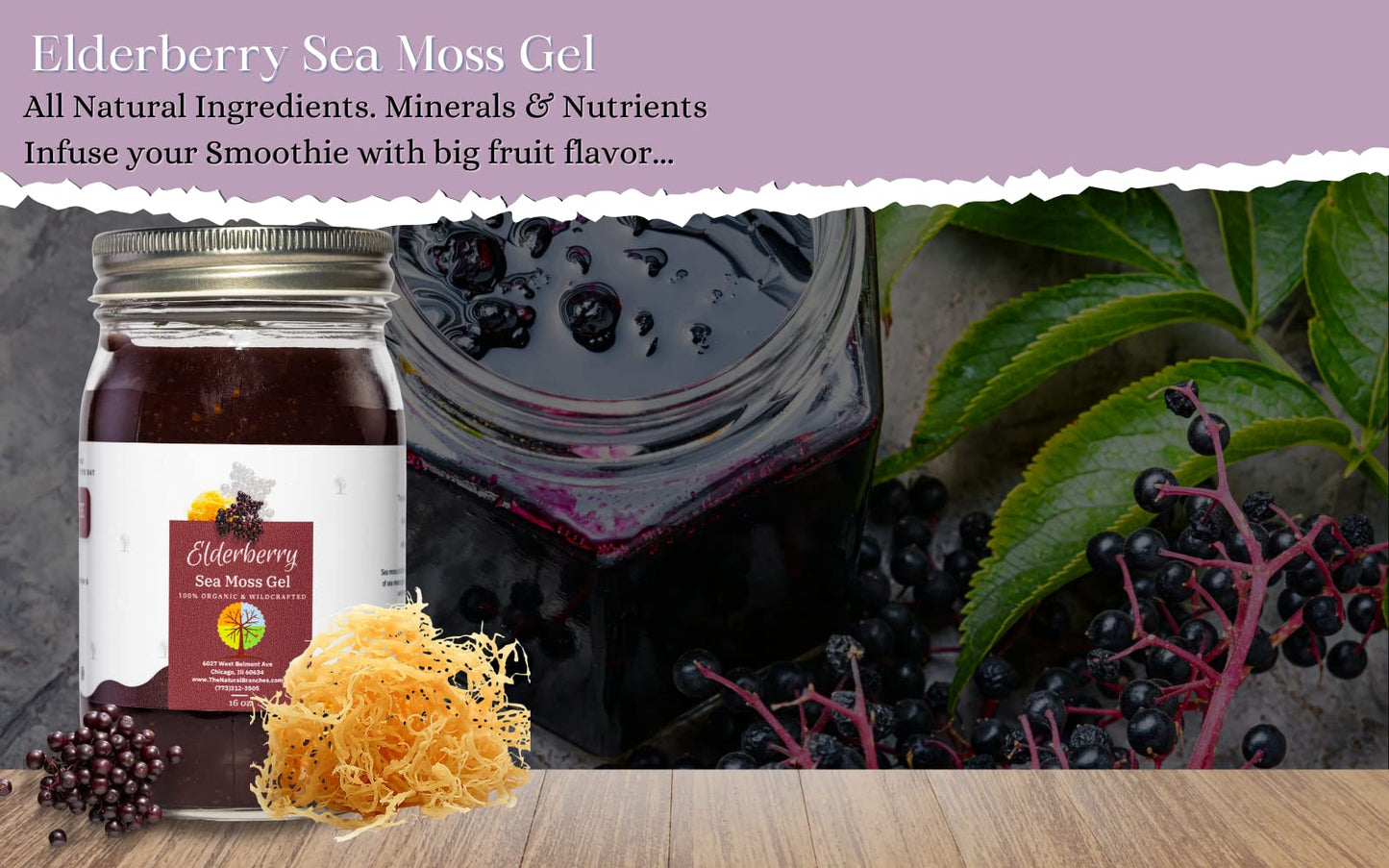 Elder Berry Bliss Sea Moss Gel – Blueberry & Elderberry Infused